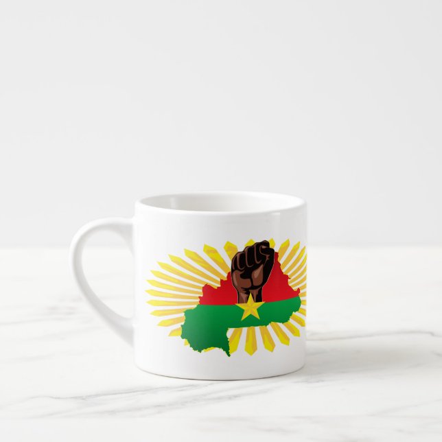 Tasse Expresso Burkina Faso Carte, drapeau et première révolution (Gauche)