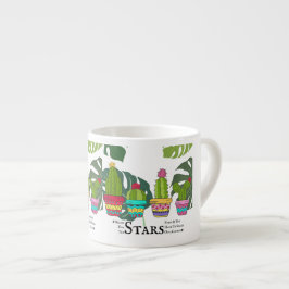 TASSE EXPRESSO CACTUS AVEC CITES ET GRANDS FEUILLES
