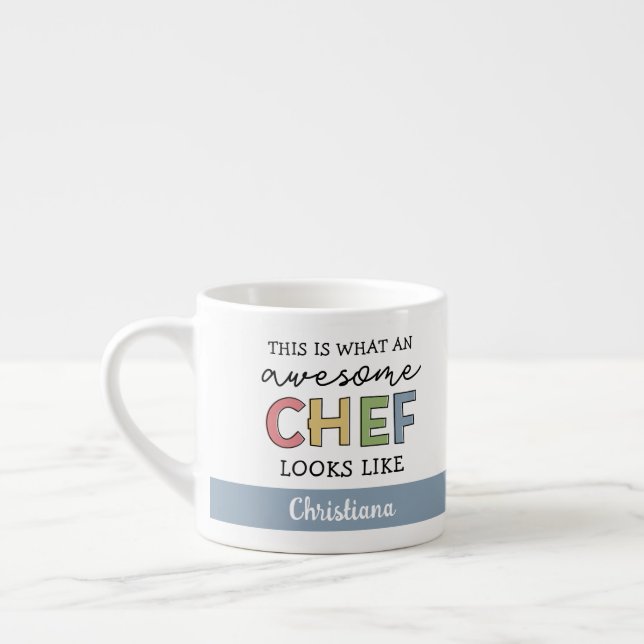 Tasse Expresso Cadeaux de chef sur mesure | Meilleur Chef Jamais  (Gauche)