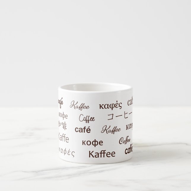 Tasse Expresso "Café" Écrit en 13 langues Bone China Mug (Devant)