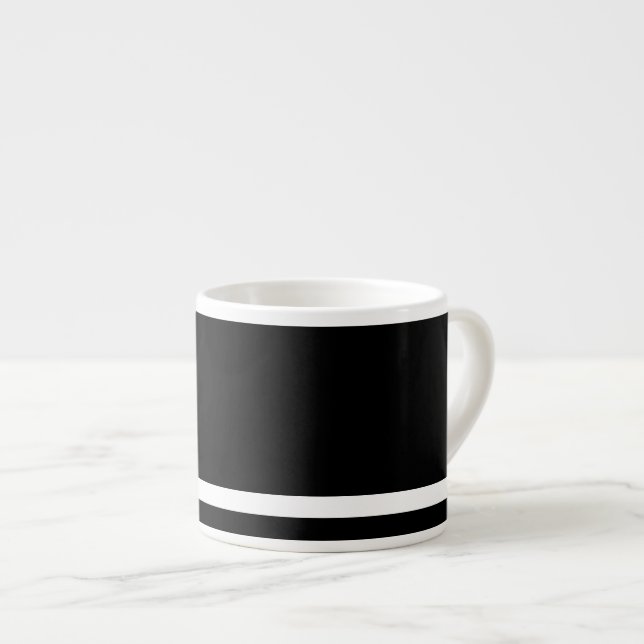 Tasse Expresso Café Fort Noir Avec Bande Blanche (Devant droit)