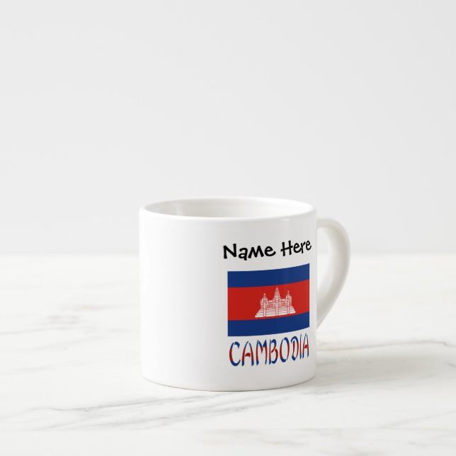 Tasse Expresso Cambodge Drapeau cambodgien Carrelé Personnalisé (Devant droit)