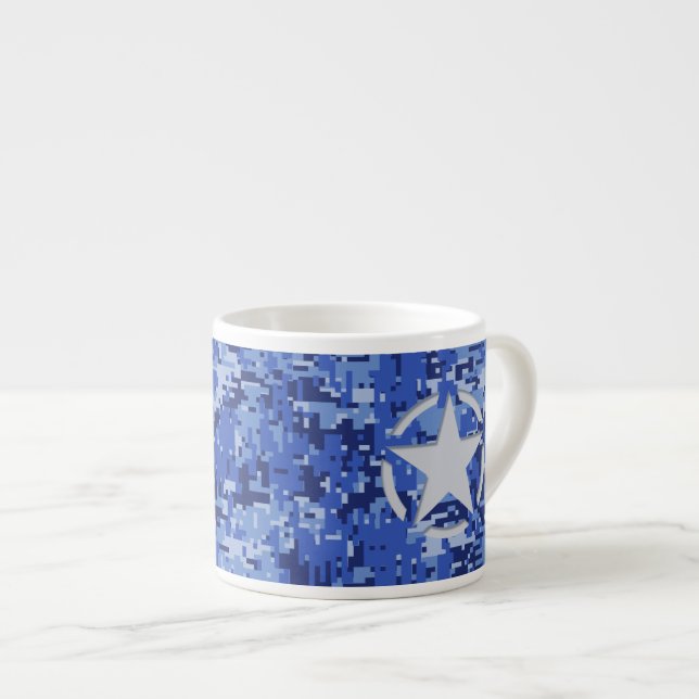 Tasse Expresso Camouflage numérique bleu Star Navy (Devant droit)