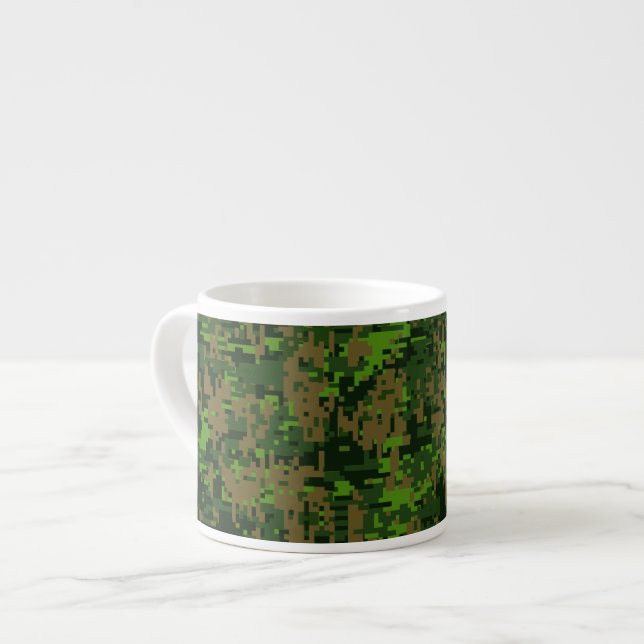 Tasse Expresso Camouflage numérique vert de style Woodland (Devant gauche)
