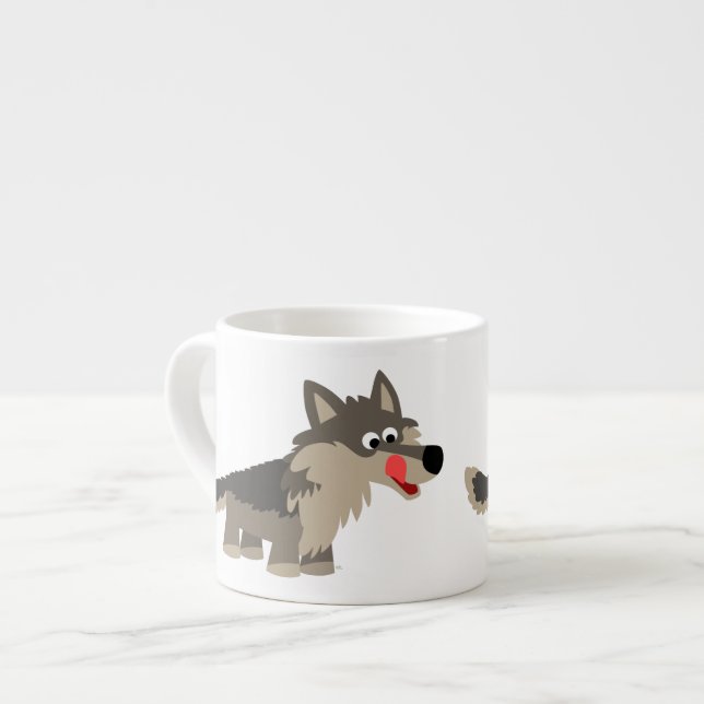Tasse Expresso Caricature adorable Wolf Espresso Mug (Devant gauche)