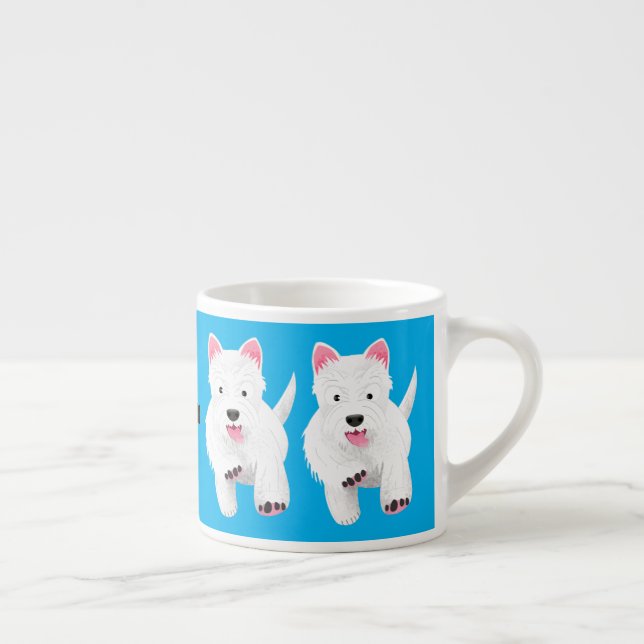Tasse Expresso Caricature blanche de terrier de l'ouest (Droite)