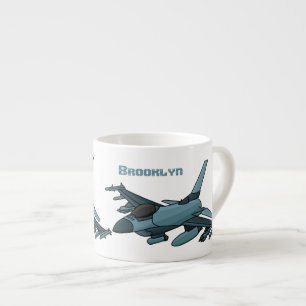 Tasse Expresso Caricature d'avion de chasse militaire