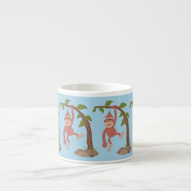 Tasse Expresso Caricature de bébé orangoutan joyeux (Devant)