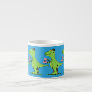 Tasse Expresso Caricature de dinosaure vert t rex