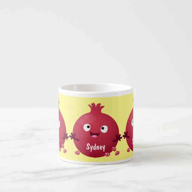 Tasse Expresso Caricature de fruits à la grenade joyeux (Devant)