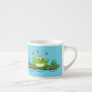 Tasse Expresso Caricature de grenouille vert mignon