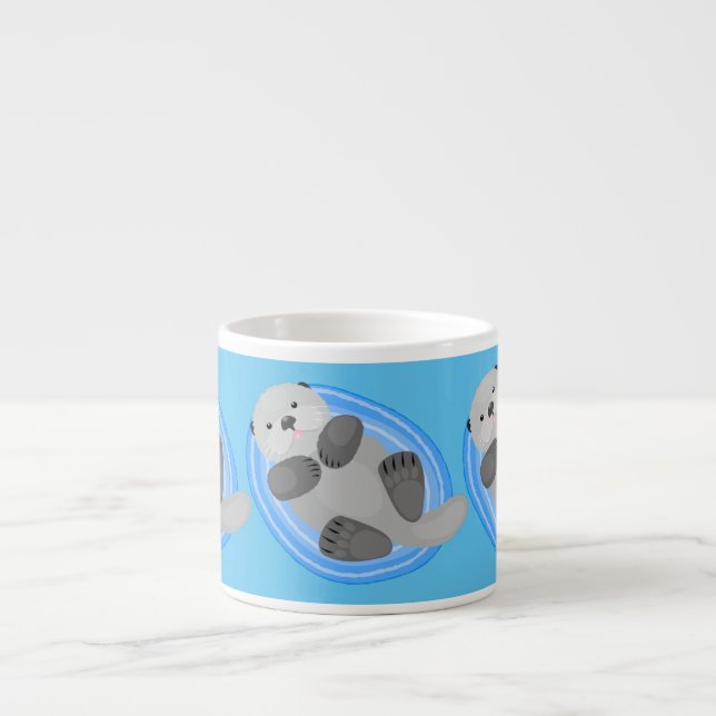 Tasse Expresso Caricature de loutres de mer jolies (Devant)