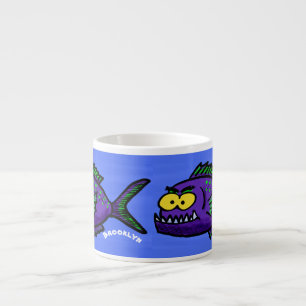 Tasse Expresso Caricature de poisson de Piranha