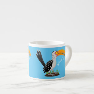 Tasse Expresso Caricature d'oiseau de safari de barbecue jaune am