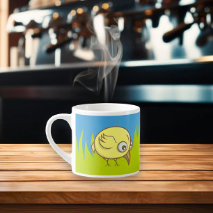 Tasse Expresso Caricature d'oiseau jaune