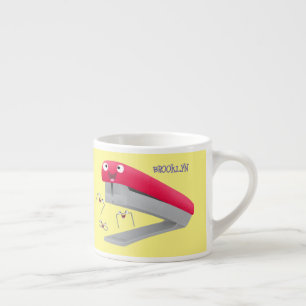Tasse Expresso Caricature en agrafeuse rouge pâle