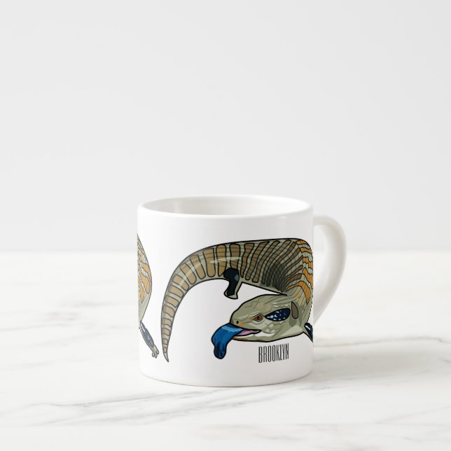 Tasse Expresso Caricature en bleu (Devant droit)