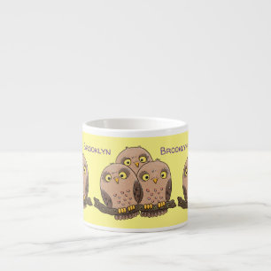 Tasse Expresso Caricature en trio de chouette