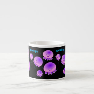 Tasse Expresso Caricature kawaii de méduse violette rose mou