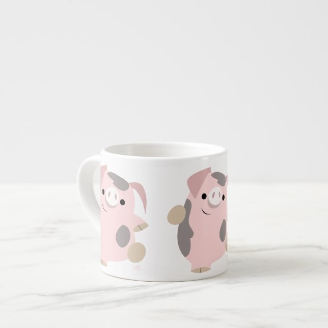 Tasse Expresso Caricature mignonne Danse Cochon Espresso Mug (Devant gauche)