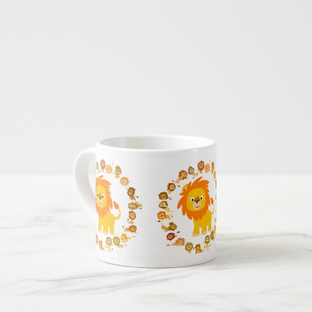Tasse Expresso Caricature mignonne Lion Mandala Espresso Mug (Devant gauche)