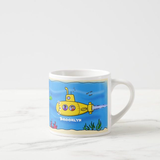 Tasse Expresso Caricature sous-marine joyeuse (Droite)