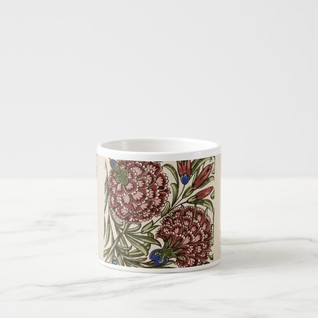 Tasse Expresso Carnation Carrelage Fleur Antique Art Rustique (Devant)