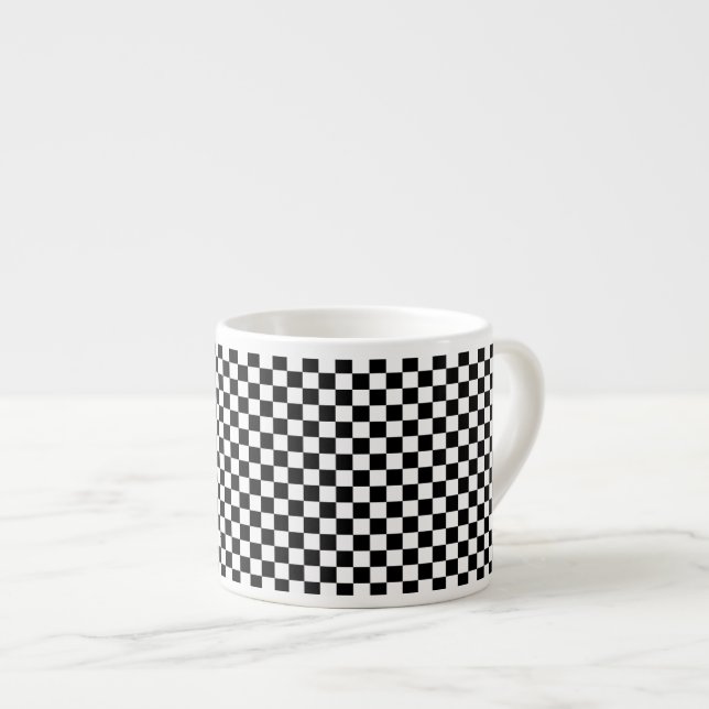 Tasse Expresso Carré de À damiers noir et blanc (Devant droit)