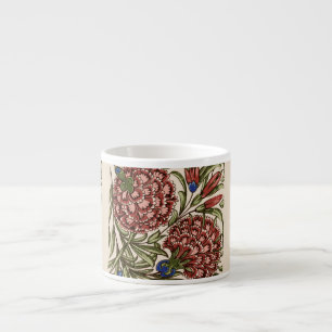 Tasse Expresso Carreau de fleur d'œillet Art antique rustique De 