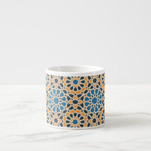Tasse Expresso Carreau géométrique marocain & motif orange