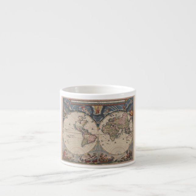 Tasse Expresso Carte du monde antique : Art de la cartographie hi (Devant)