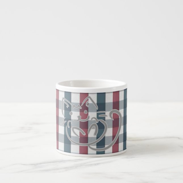 Tasse Expresso Cat Kitty et Motif plaid (Devant)