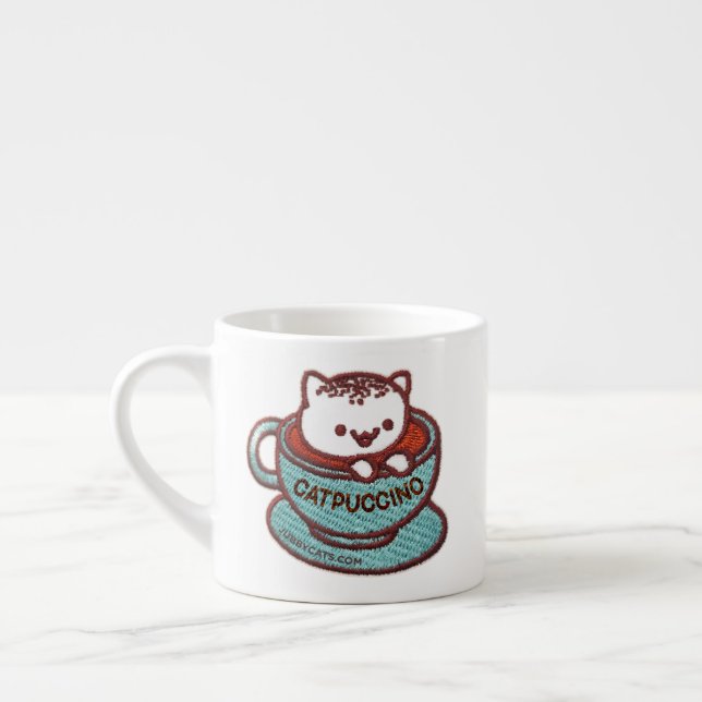 Tasse Expresso CATPUCCINO CAT Brodé Patch Espresso Mug (Gauche)