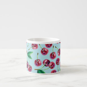 Tasse Expresso Cerises d'aquarelle modernes : Motif de baies jute