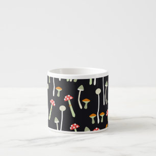 Tasse Expresso Champignons vintages d'automne design motif.