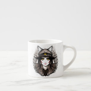 Tasse Expresso Chat de sorcière Halloween Déplaisant Portrait mig