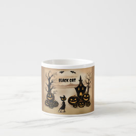 Tasse Expresso Chat noir par thu Manor hanté