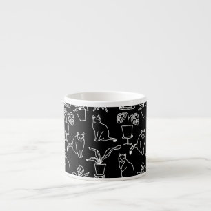 Tasse Expresso Chats blancs en noir