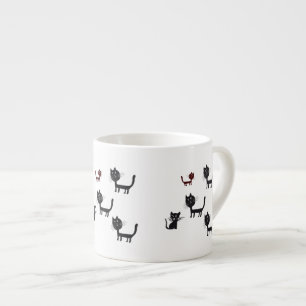 Tasse Expresso Chats noirs chats mignons dessin Espresso Mug