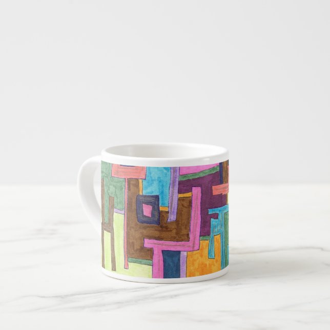 Tasse Expresso "Chemins" Art Abstrait (Devant gauche)