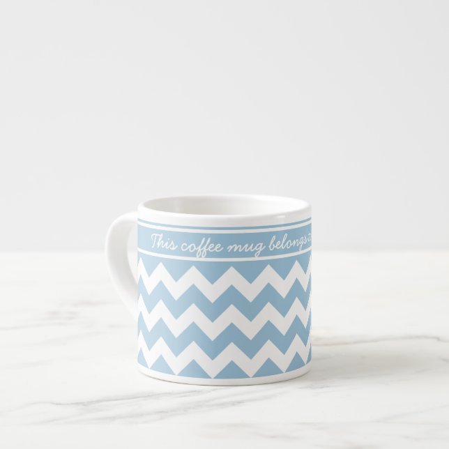 Tasse Expresso Chevrons bleu-clair et blancs (Devant gauche)