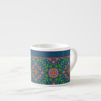 Chic Floral Rangoli Deep Blue Espresso Match