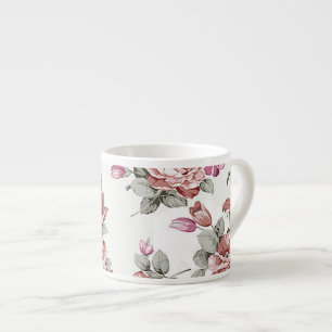Tasse Expresso Chic Rétro Fleurs Féminines Éculées