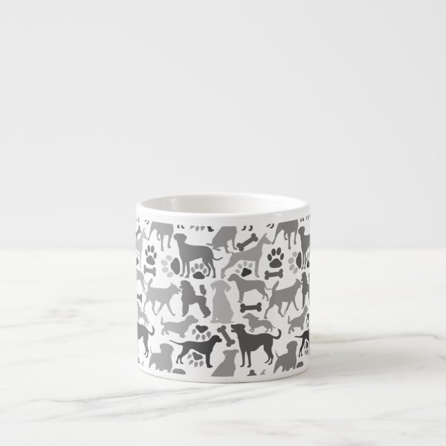Tasse Expresso Chiens et pattes motif 03.b Blancs BG (Devant)