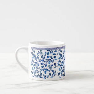 Tasse Expresso Chine orientale Sky Blue Leaf Blanc design