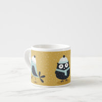 Chouette d'hiver et oiseaux Illustration nordique