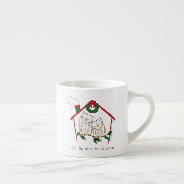 Tasse Expresso Chouette Noël Mignonne Vacances amusantes (Droite)