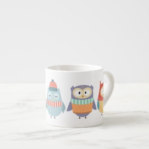 Tasse Expresso Chouettes de pastel de Cute Wintry