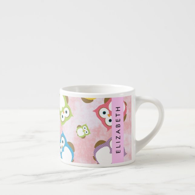Tasse Expresso Chouettes mignonnes, Chouette Motif, Chouettes col (Droite)