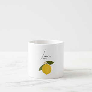 Tasse Expresso Citron jaune avec feuilles vertes Agrume frais